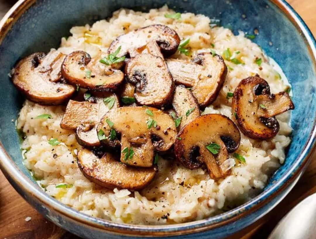 Risoto de Cogumelos com Leite de Coco