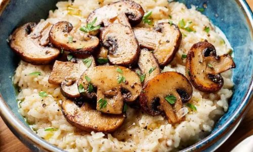 Risoto de Cogumelos com Leite de Coco

